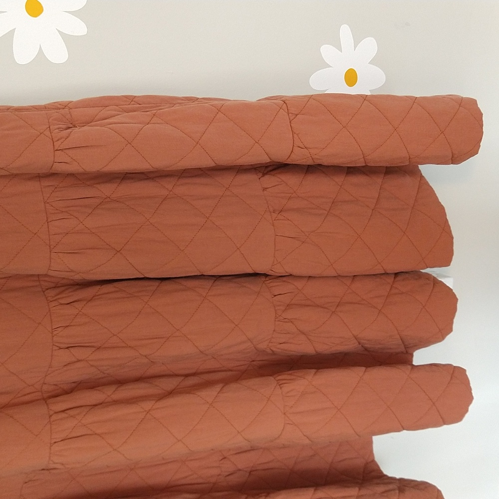 Madewell Quilted Aidy Square-Neck Puffed Sleeve Tiered Midi Dress Warm Umber - Picture 11 of 16